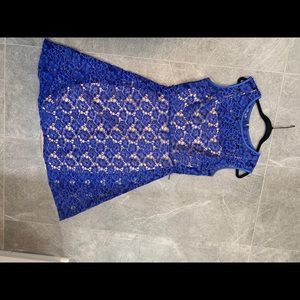 Royal blue lace dress with nude slip (8)